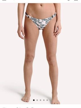 Maaji Teal Swim Bottom with Cream Floral Trim Size Large